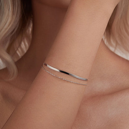 Sterling Silver Snake & Link Layer Bracelet