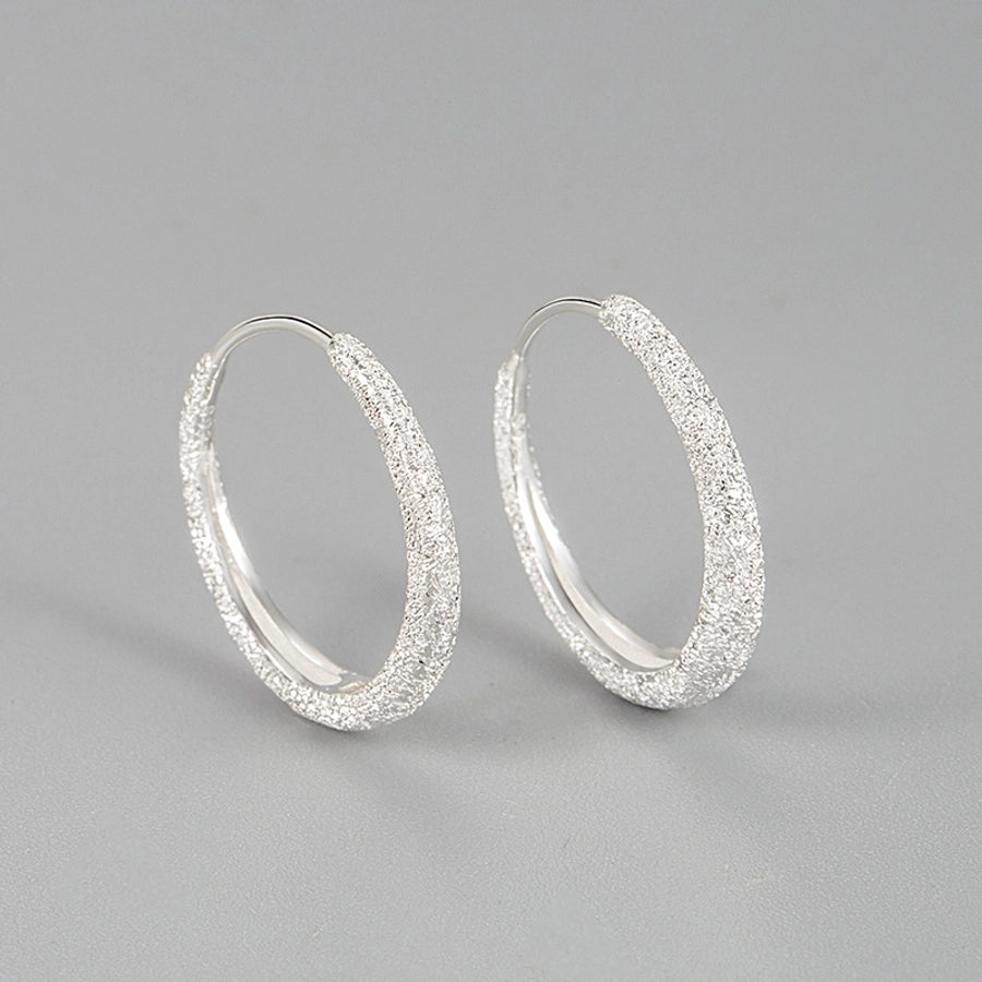 Sterling Silver Textured Hoop Earrings