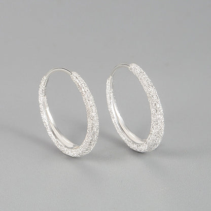 Sterling Silver Textured Hoop Earrings