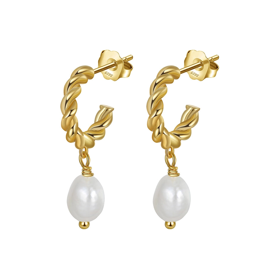 Sterling Silver 14K Gold Plated Pearl Earring Collection in 23 styles