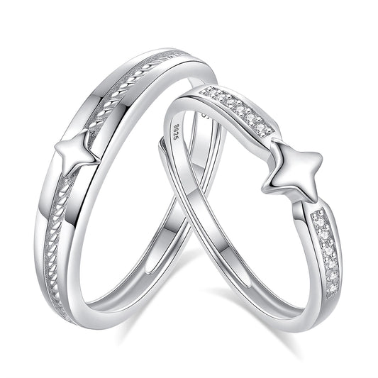 Sterling Silver Star Channel Bling Ring Set