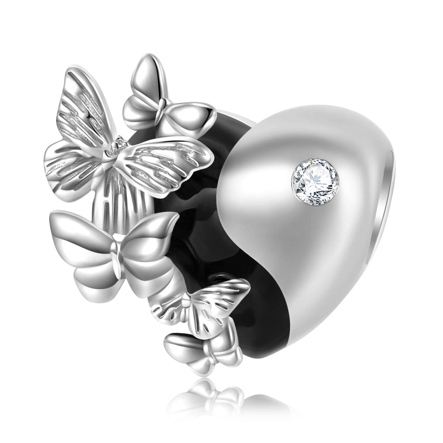 Sterling Silver Heart Butterly Charm