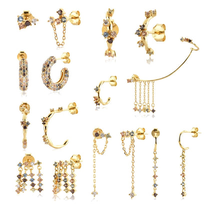 18K Gold Plated Mismatch Minimalist Earring Collection