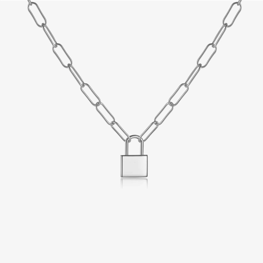 Sterling Silver Link Chain with Padlock Pendant