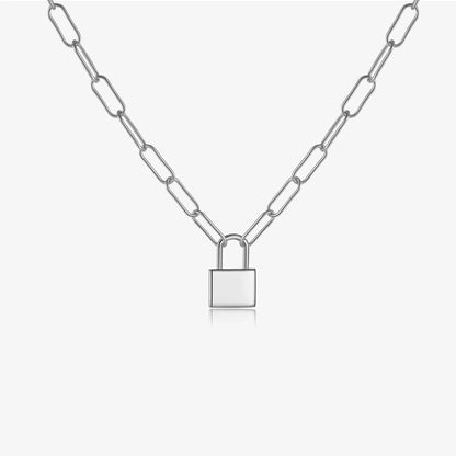 Sterling Silver Link Chain with Padlock Pendant