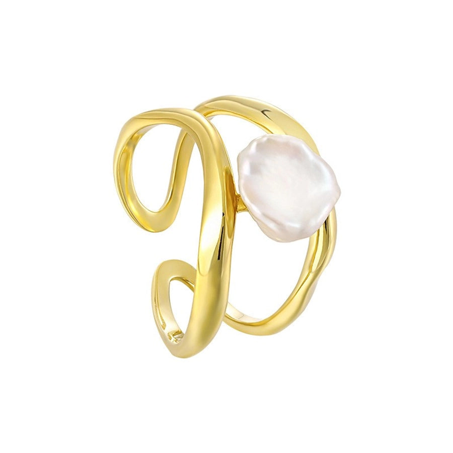 Sterling Silver Irregular Pearl Centre Ring