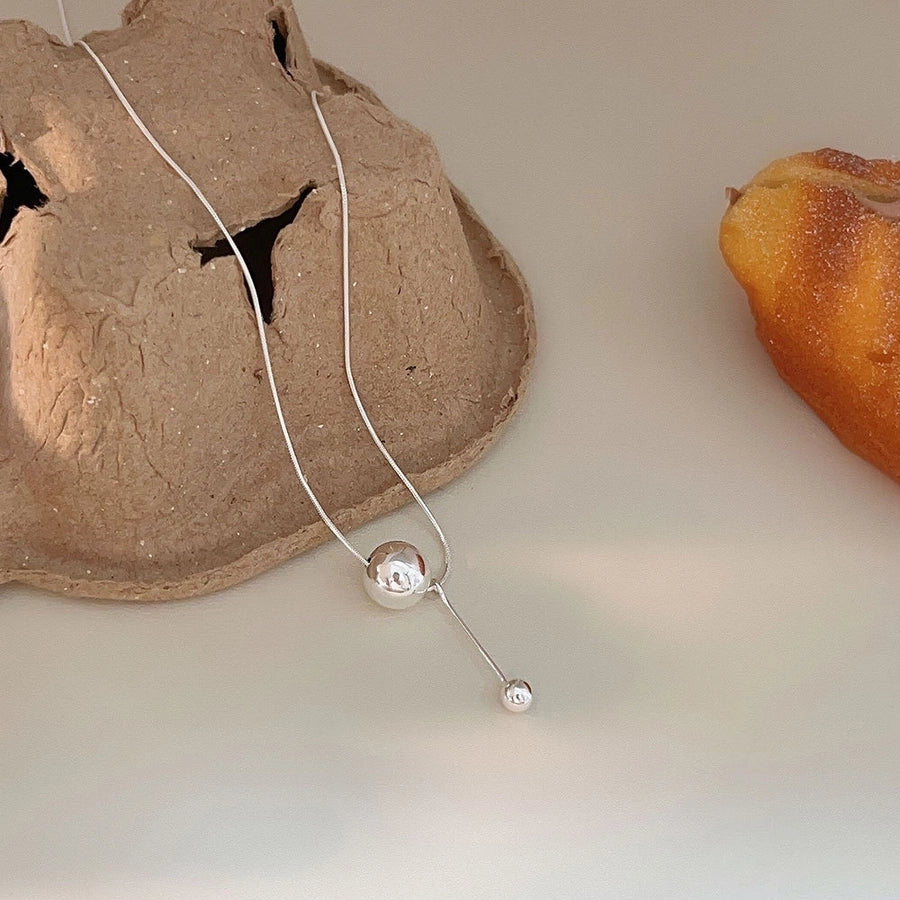 Sterling Silver Double Ball Necklace