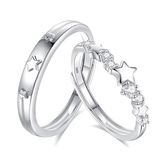 Sterling Silver Star Shape with Bling Ring Set