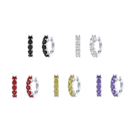 Sterling Silver Huggie Sparkle Earrings