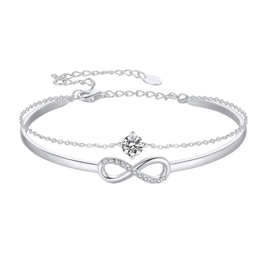 Sterling Silver Infinity Double Layer Bracelet