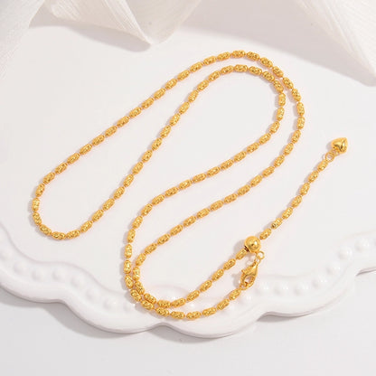 Sterling Silver Link Chain & Bubble Heart Lariat Necklace