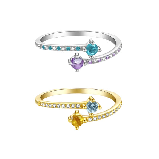 Sterling Silver Minimalist Ring with Colourful Bling