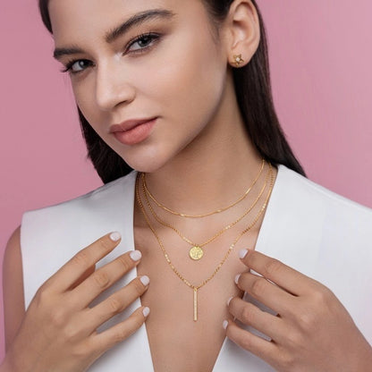 Sterling Silver 18K Gold Plated Triple Necklace