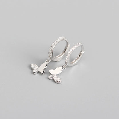 Sterling Silver Minimalist Hoop Butterfly Earrings