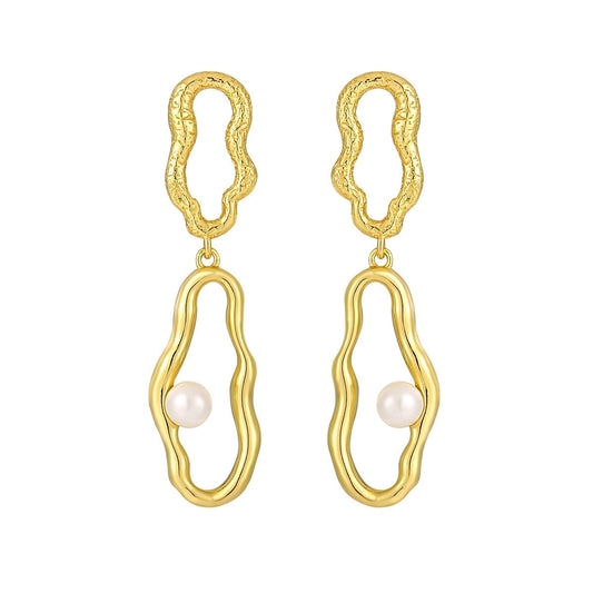 Sterling Silver 18K Gold Plated Abstract Earrings