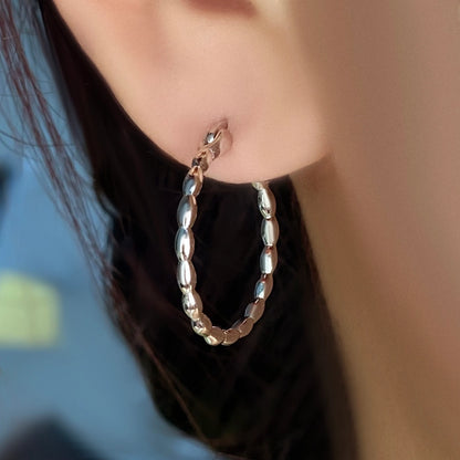 Sterling Silver Beaded Hoop Earrings