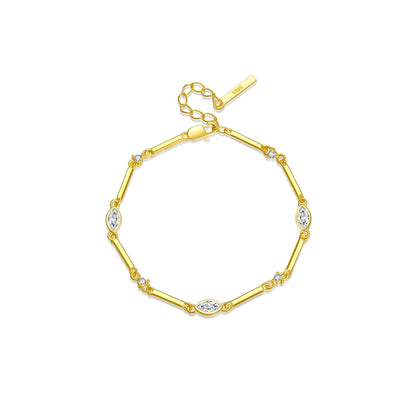 Sterling Silver Marquise Bar Bracelet