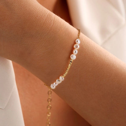 Geometric Freshwater Pearl Sterling Silver Gold Plated Bracelet