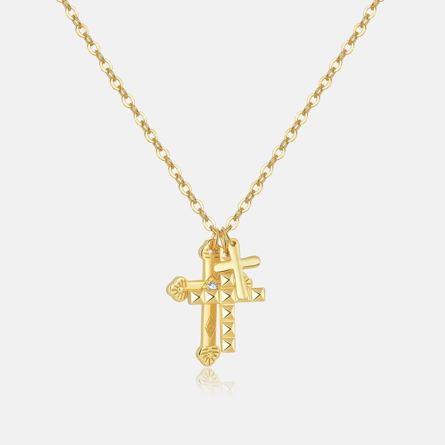 Sterling Silver Trio Cross Pendant Necklace