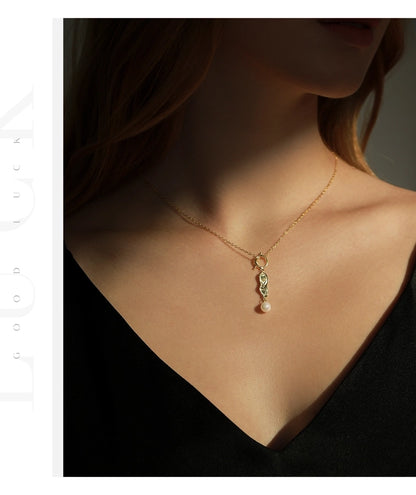 Sterling Silver Artistic Pearl Drop Necklace