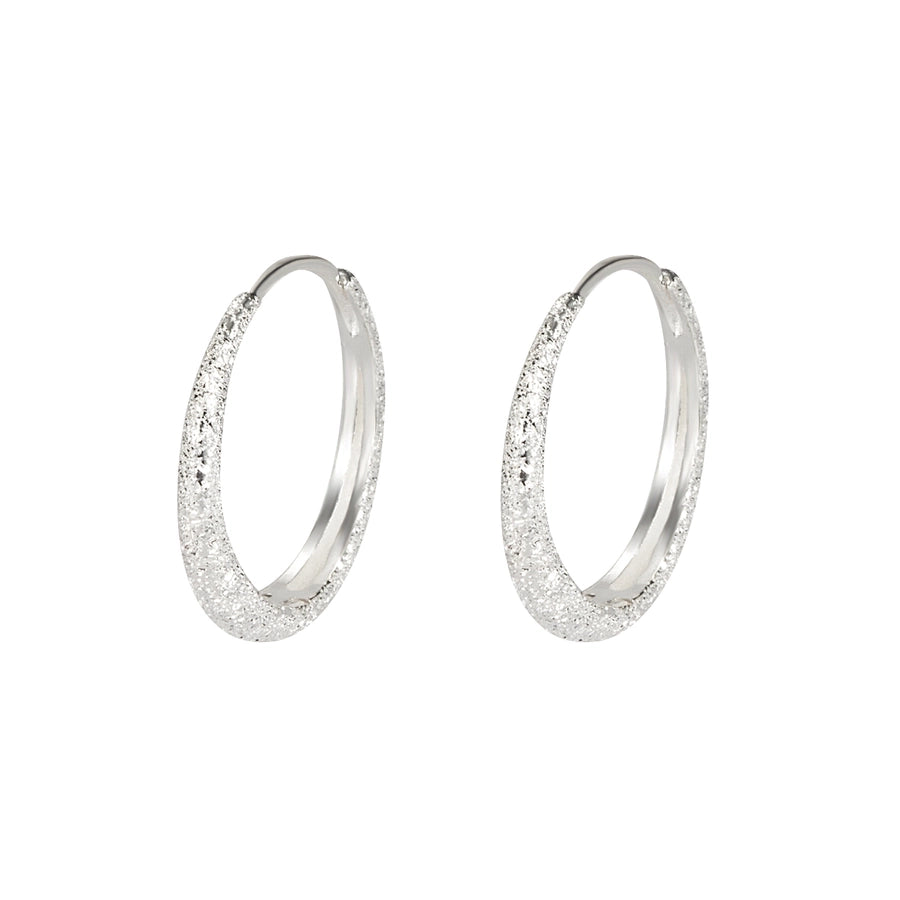 Sterling Silver Textured Hoop Earrings