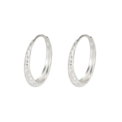 Sterling Silver Textured Hoop Earrings