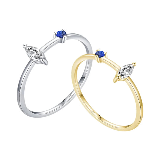 Sterling Silver Marquise Minimalist Stack Ring