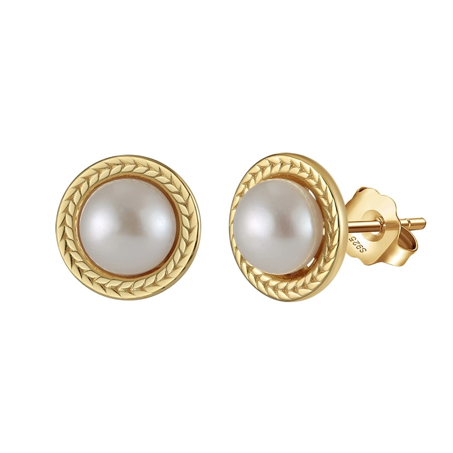 Sterling Silver 14K Gold Plated Pearl Earring Collection in 23 styles