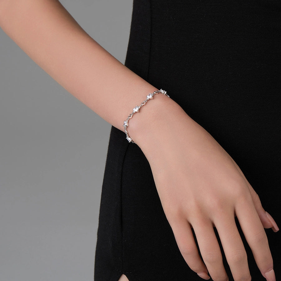 Minimalist Sterling Silver Heart Bling Bracelet