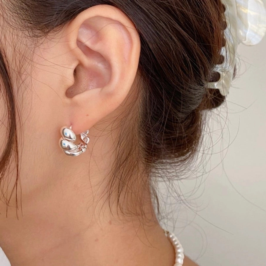 Sterling Silver Rope Wave Hoop Earrings