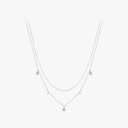 Sterling Silver & Moissanite Layer Water Drop Necklace