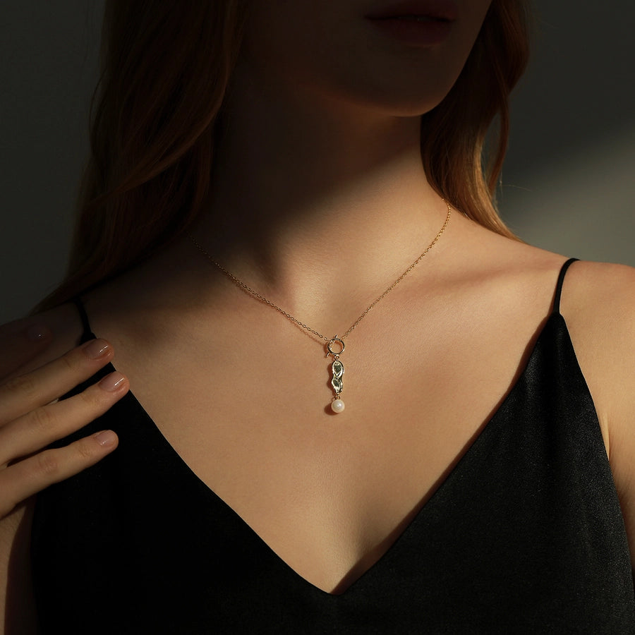 Sterling Silver Artistic Pearl Drop Necklace