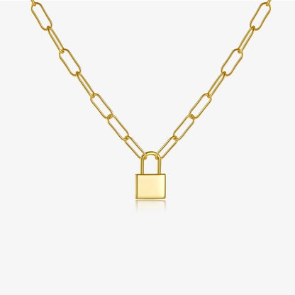 Sterling Silver Link Chain with Padlock Pendant