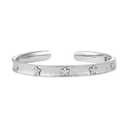 Sterling Silver Textured Ring & Bracelet Set with Petal Bling