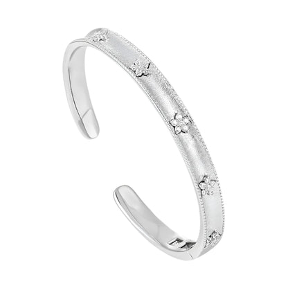 Sterling Silver Textured Ring & Bracelet Set with Petal Bling