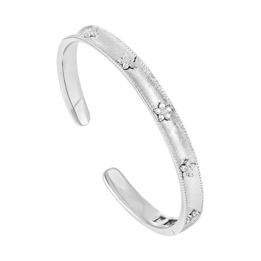 Sterling Silver Textured Ring & Bracelet Set with Petal Bling