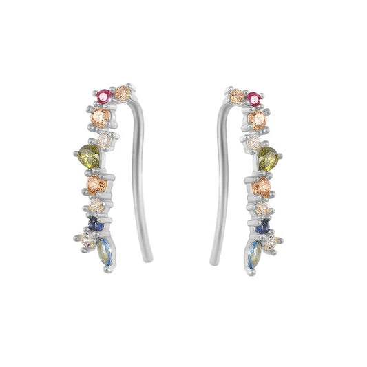 Sterling Silver Gem Climber Earrings