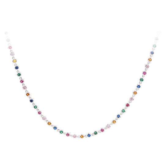 Sterling Silver Minimalist Rainbow Necklace