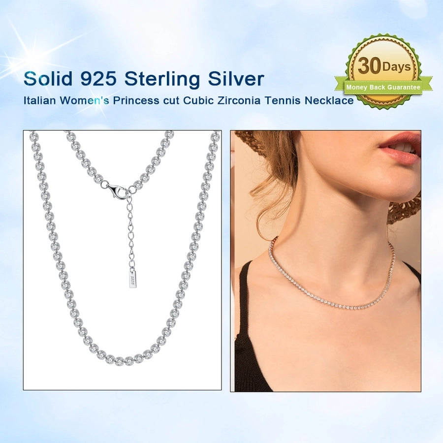 Sterling Silver White Gold Plated Tennis Choker