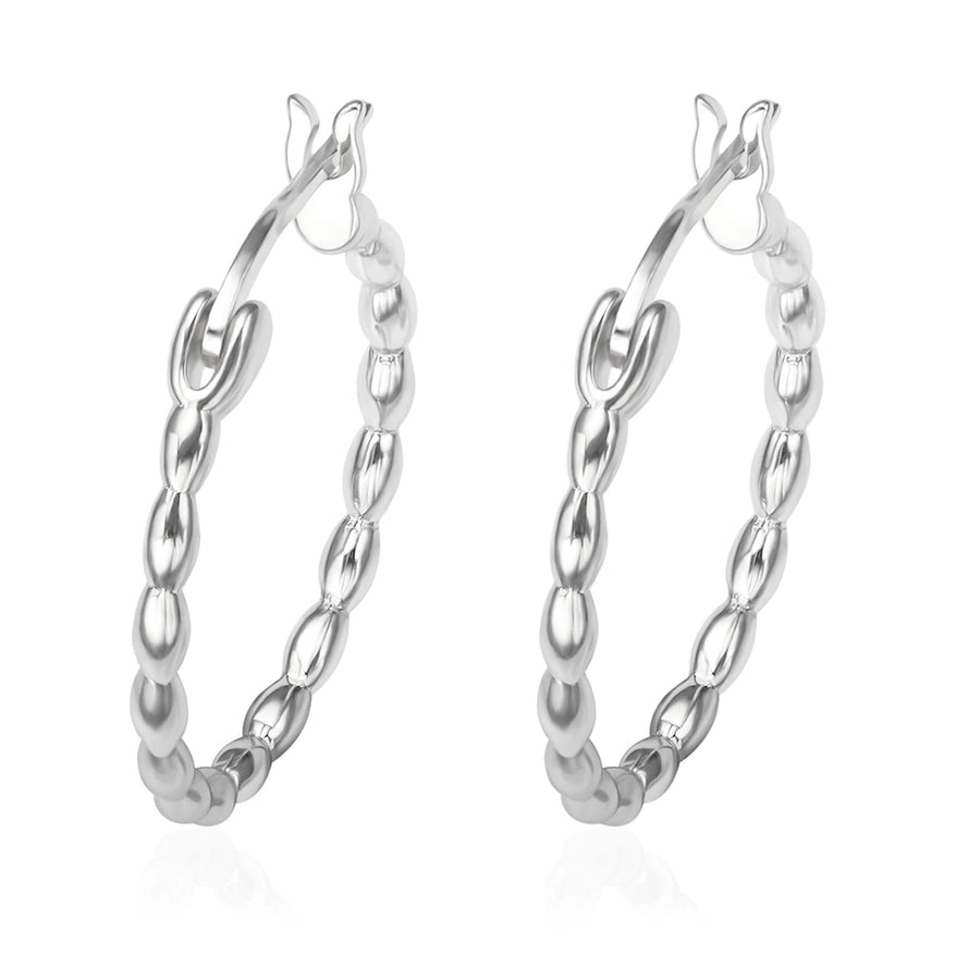 Sterling Silver Beaded Hoop Earrings