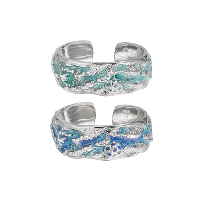 Sterling Silver Epoxy Ocean Wave Ring