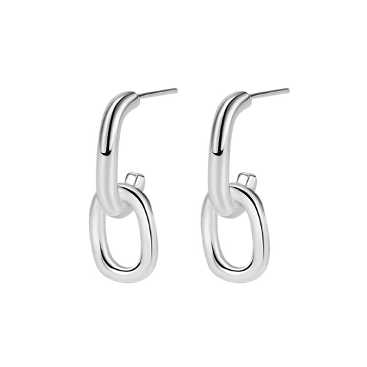 Sterling Silver Oval Link Earrings