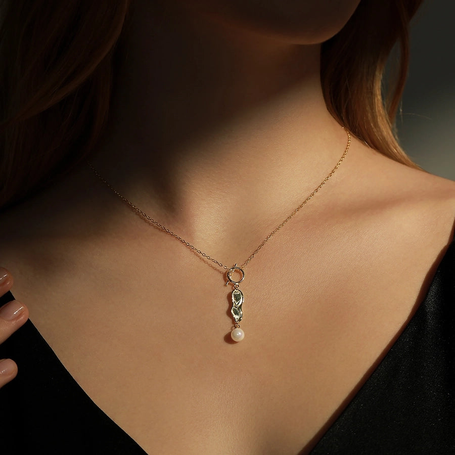 Sterling Silver Artistic Pearl Drop Necklace