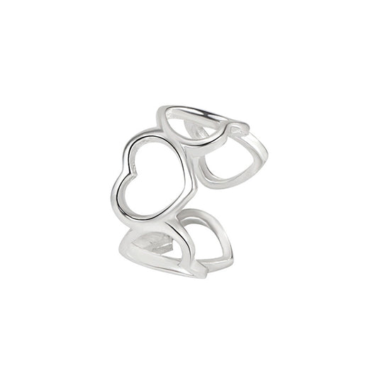 Sterling Silver Hollow Heart Ear Cuff
