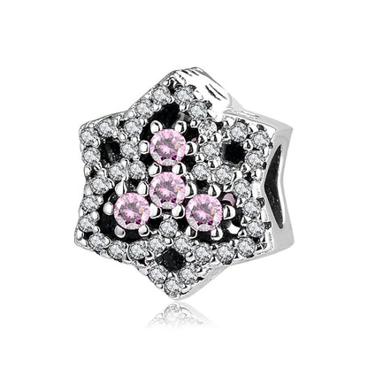 Sterling Silver Pink Flower Charm Collection