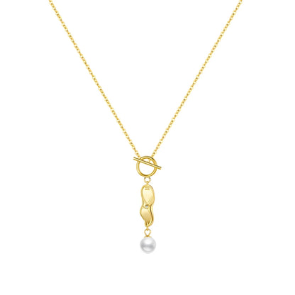 Sterling Silver Artistic Pearl Drop Necklace