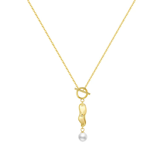 Sterling Silver Artistic Pearl Drop Necklace