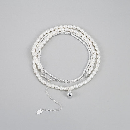 Sterling Silver & Pearl Double Layer Necklace