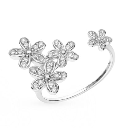 Sterling Silver Flower Cluster Ring