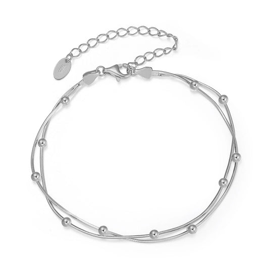 Sterling Silver / 14K Gold Plated Minimalist Bead Snake Chain Bracelet